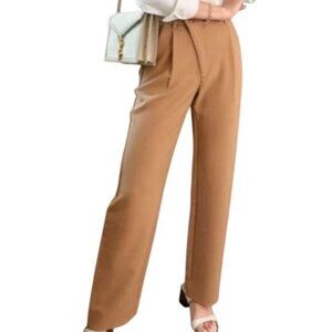 Abercrombie & Fitch Women’s Crossover Waist Tailored Relaxed Pant, Camel Brown